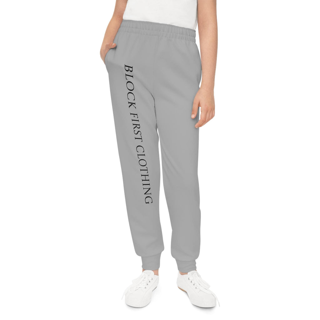 Block First Joggers | Youth Joggers, side text logo