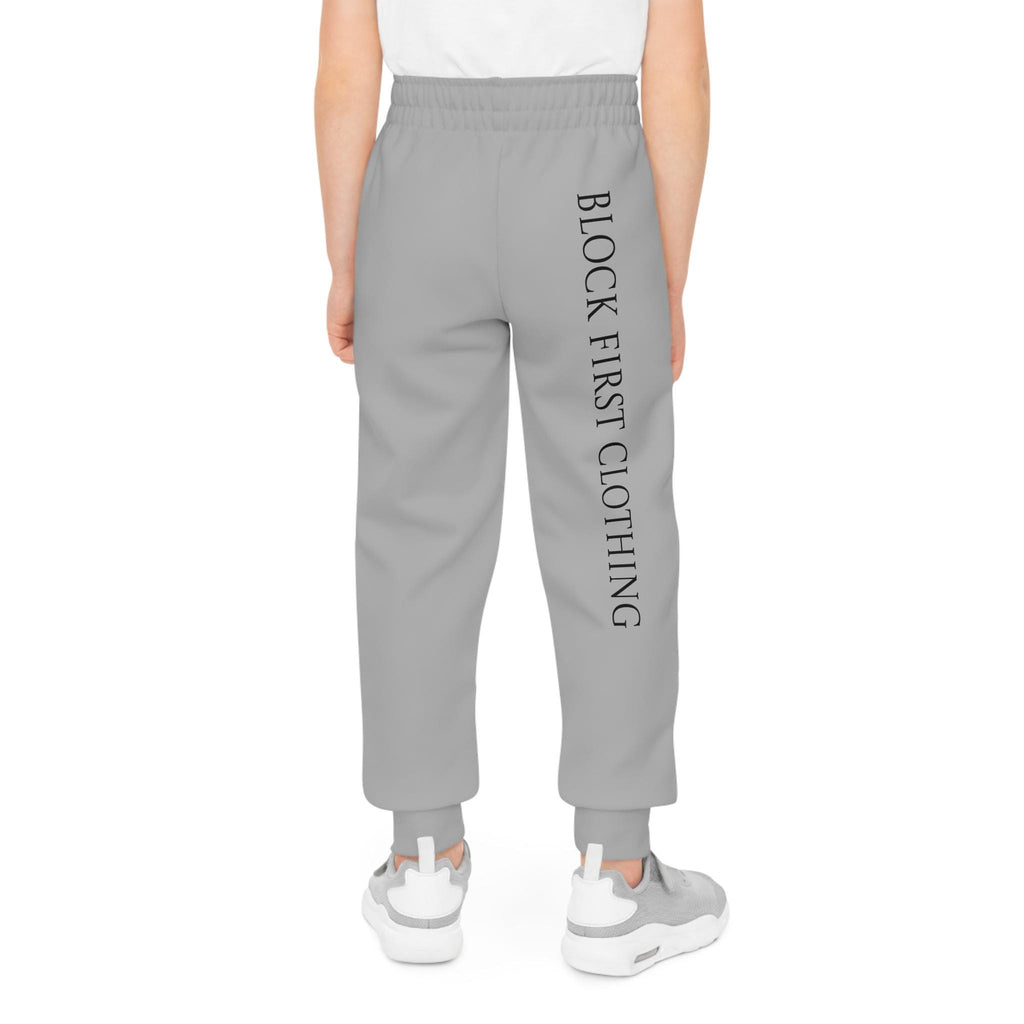 Block First Joggers | Youth Joggers, side text logo