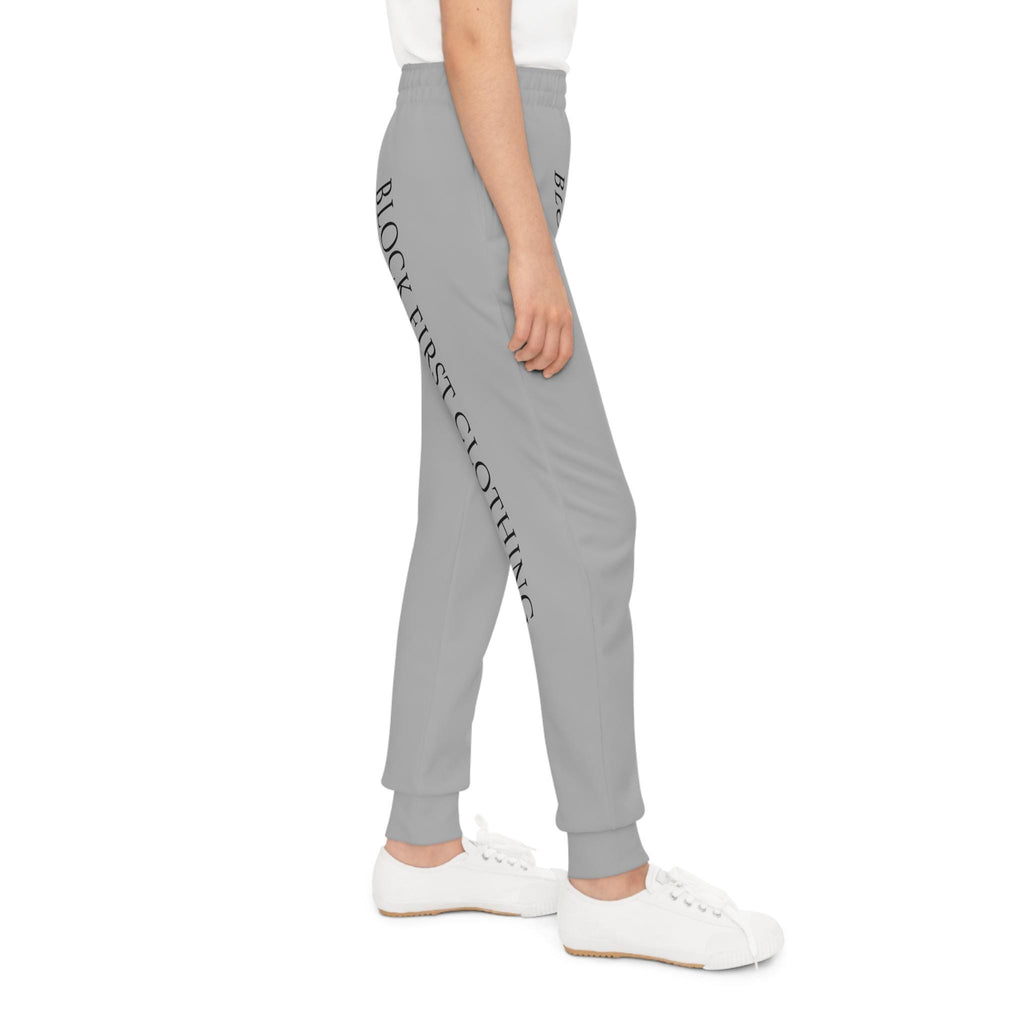 Block First Joggers | Youth Joggers, side text logo