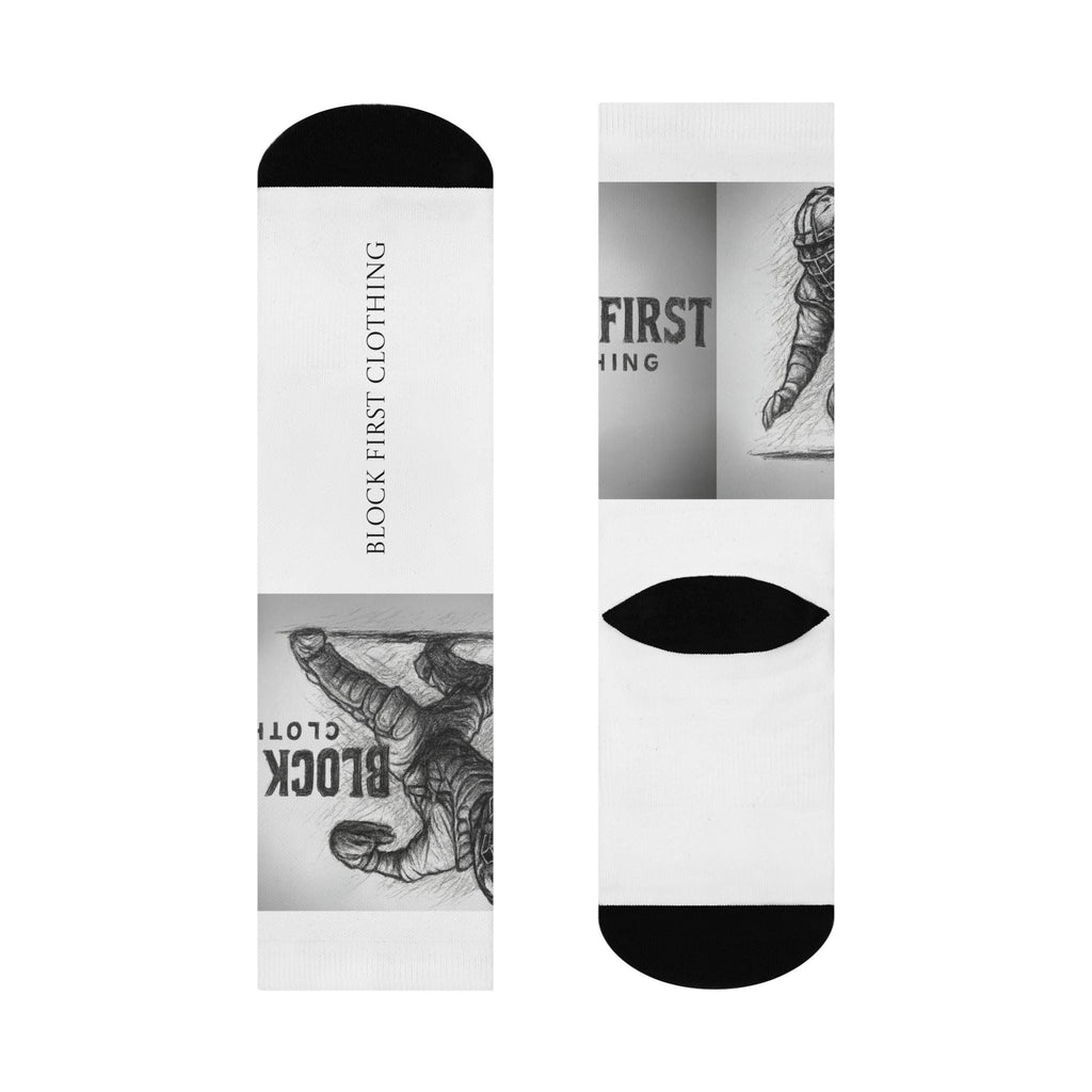 Block First Boxing Logo Crew Socks | Athletic Graphic Socks