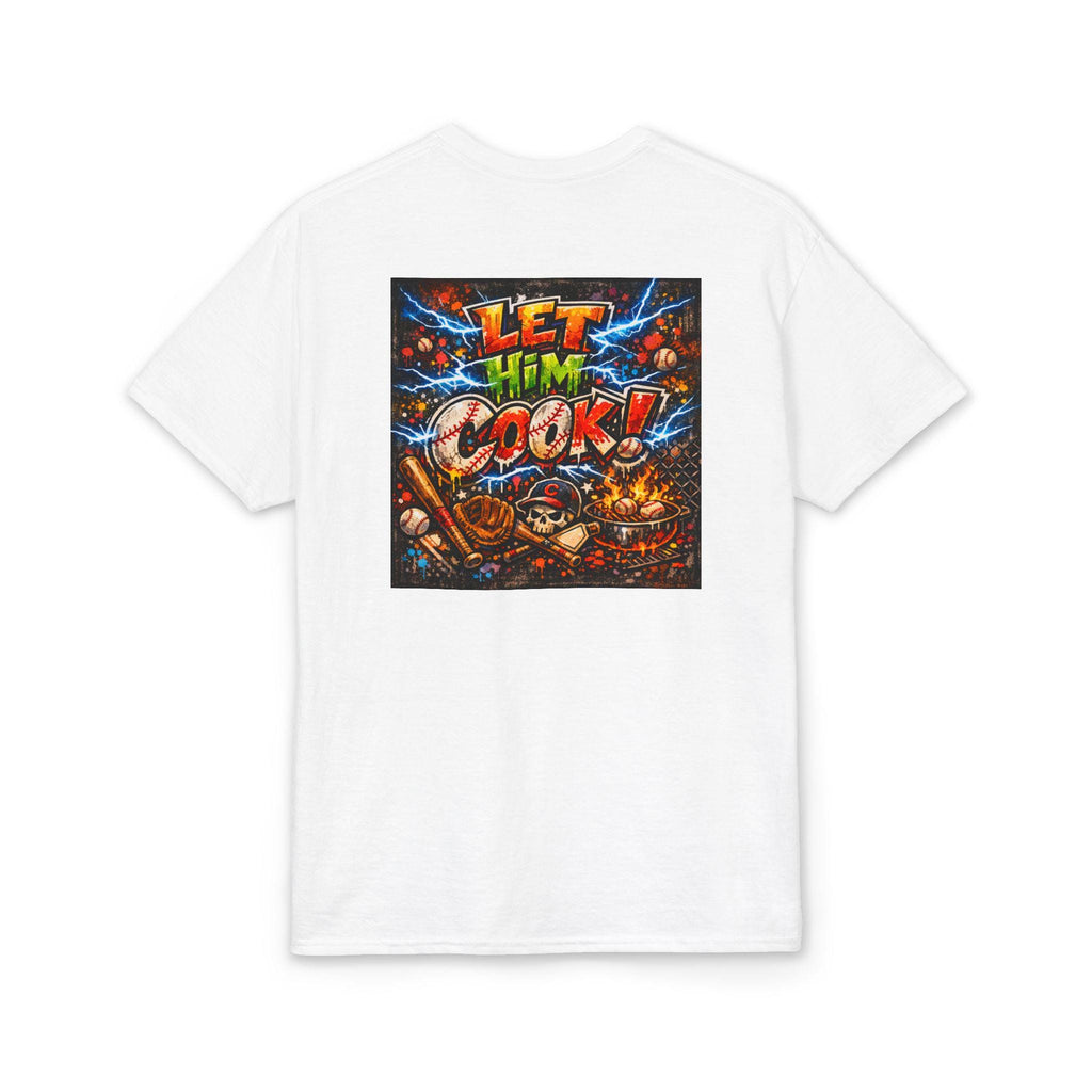 Let Him Cook graphic T-Shirt | Chef Cartoon Illustration, Bold Typography
