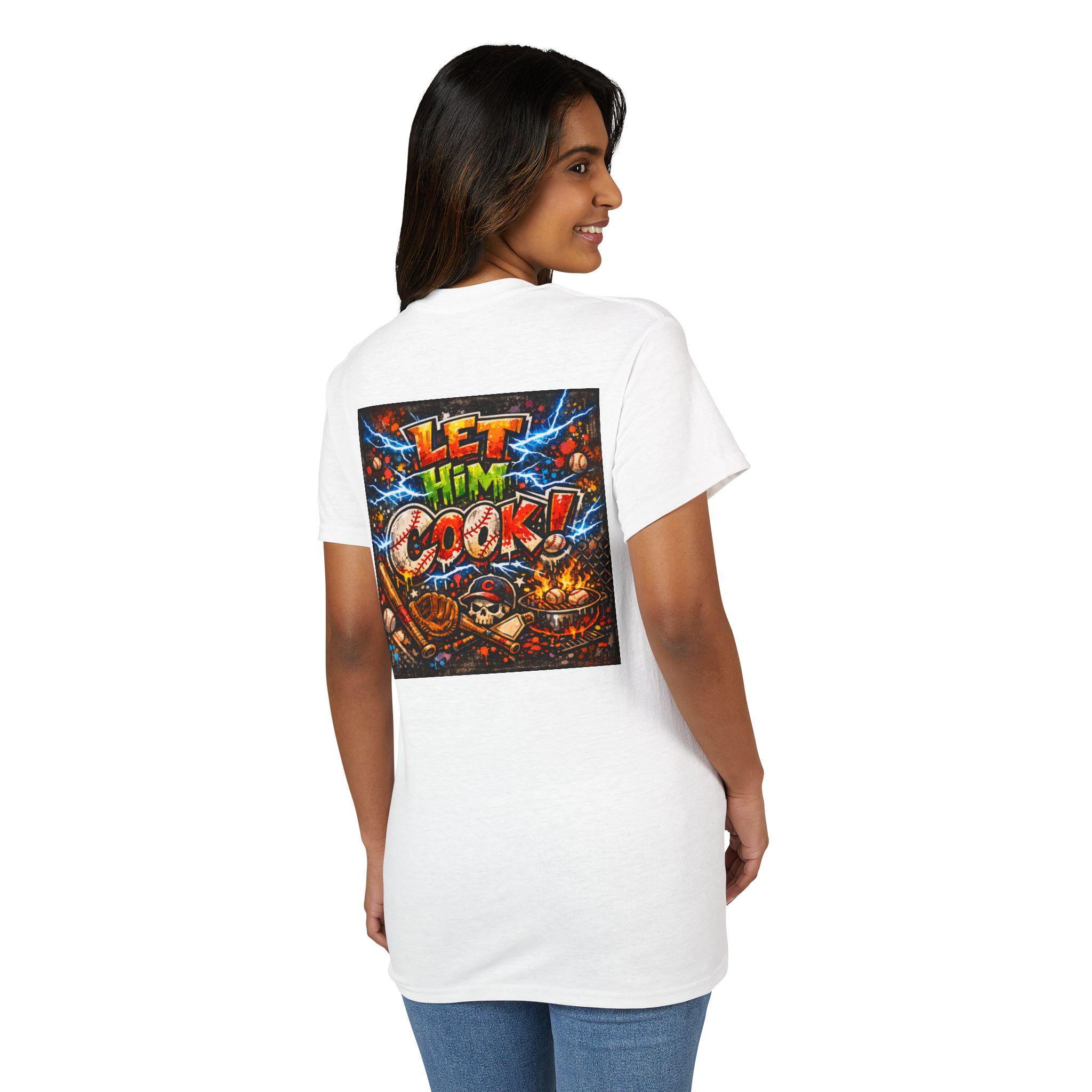 Let Him Cook graphic T-Shirt | Chef Cartoon Illustration, Bold Typography
