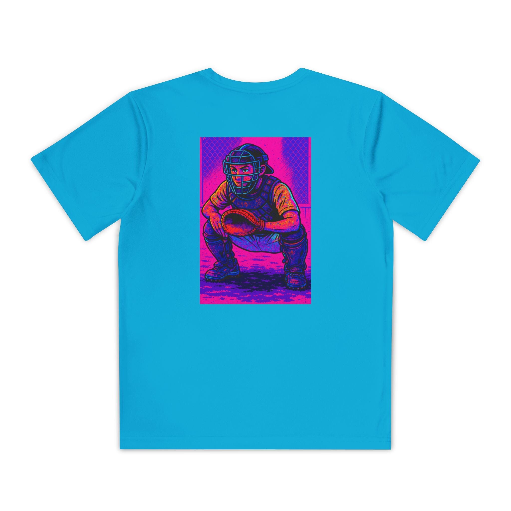 Neon Baseball Catcher T-Shirt | Youth Competitor Tee