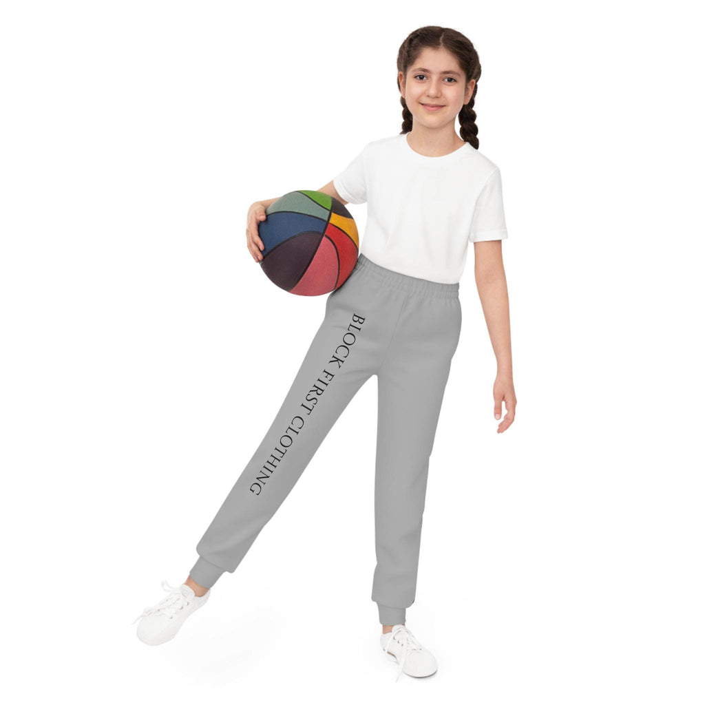 Block First Joggers | Youth Joggers, side text logo