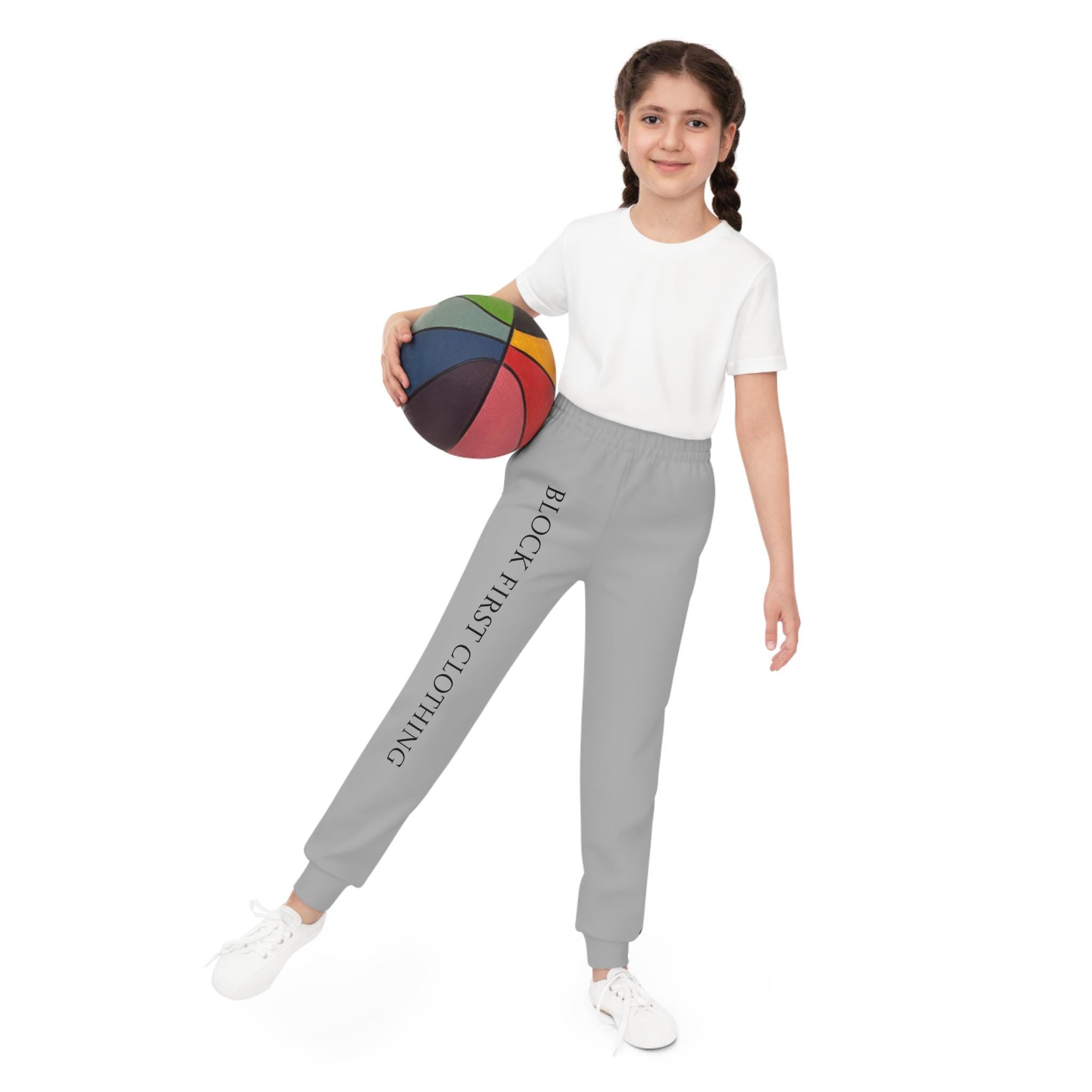 Block First Joggers | Youth Joggers, side text logo