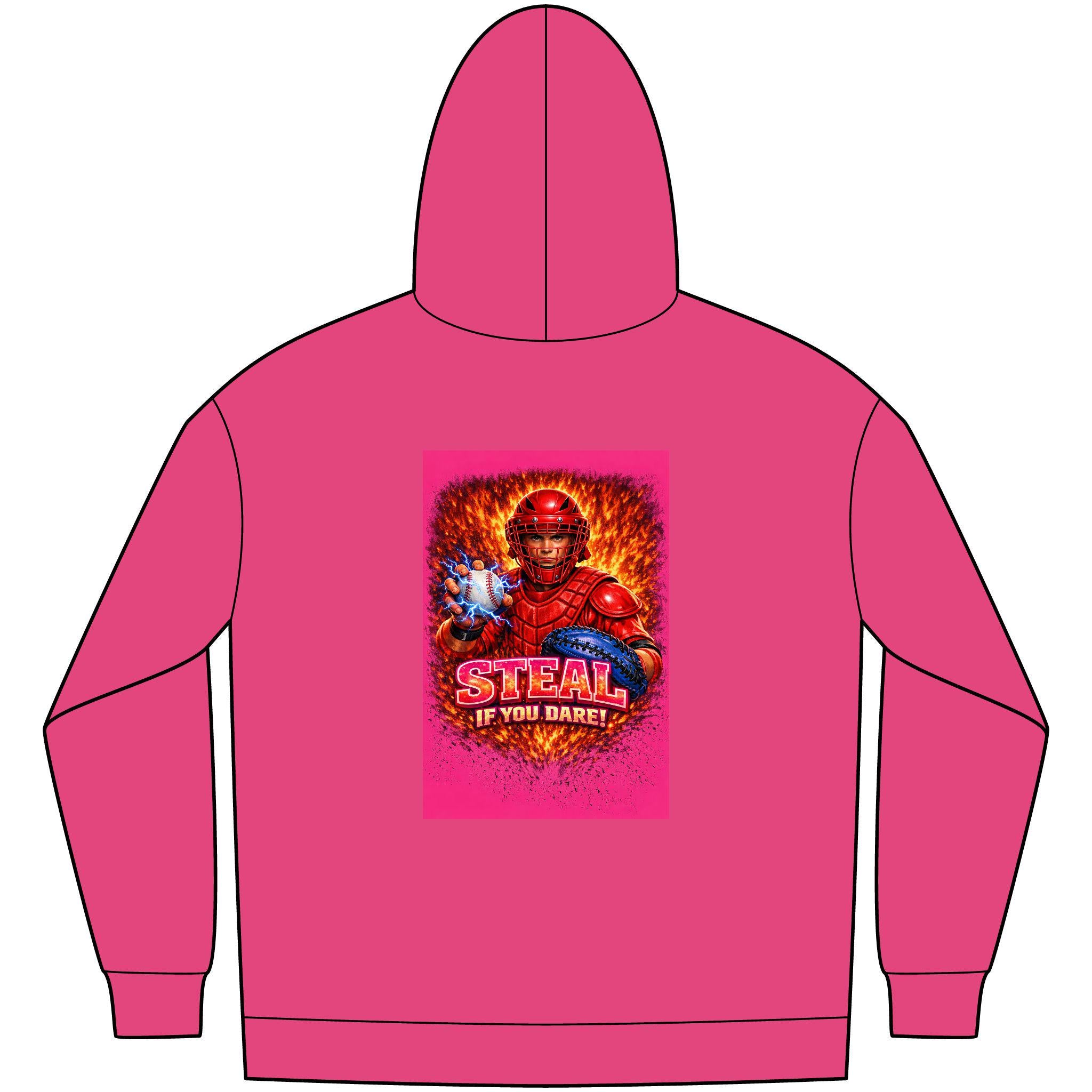 ADULT - Steal If You Dare Hoodie | Retro Robot Illustration, Bold Neon Poster Style