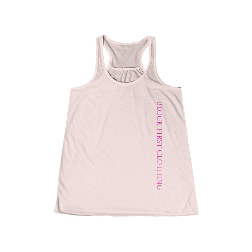 WOMENS tank top | Vertical pink text racerback tank