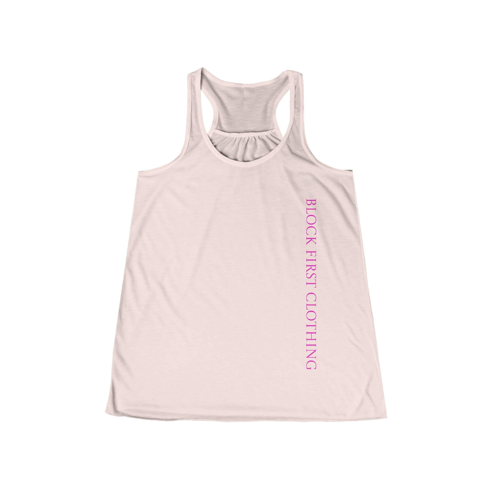 WOMENS tank top | Vertical pink text racerback tank