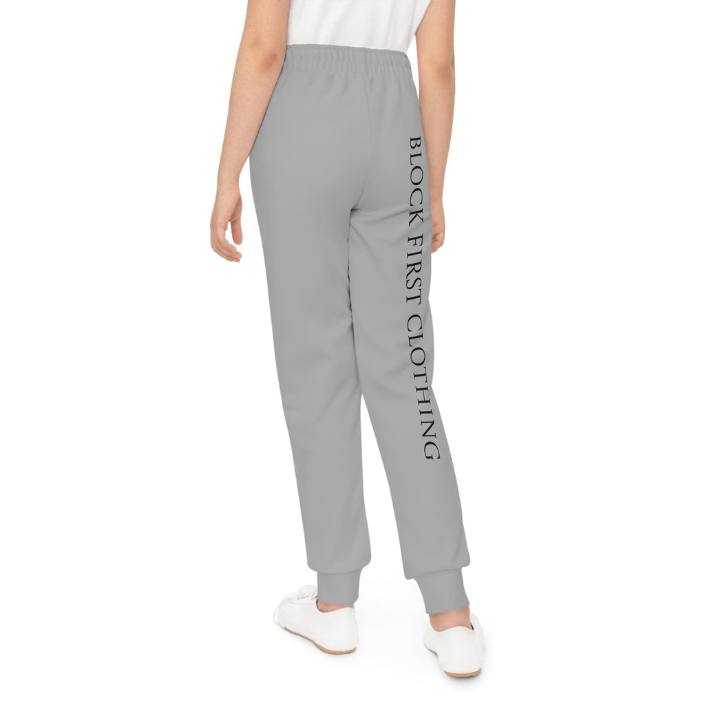 Block First Joggers | Youth Joggers, side text logo