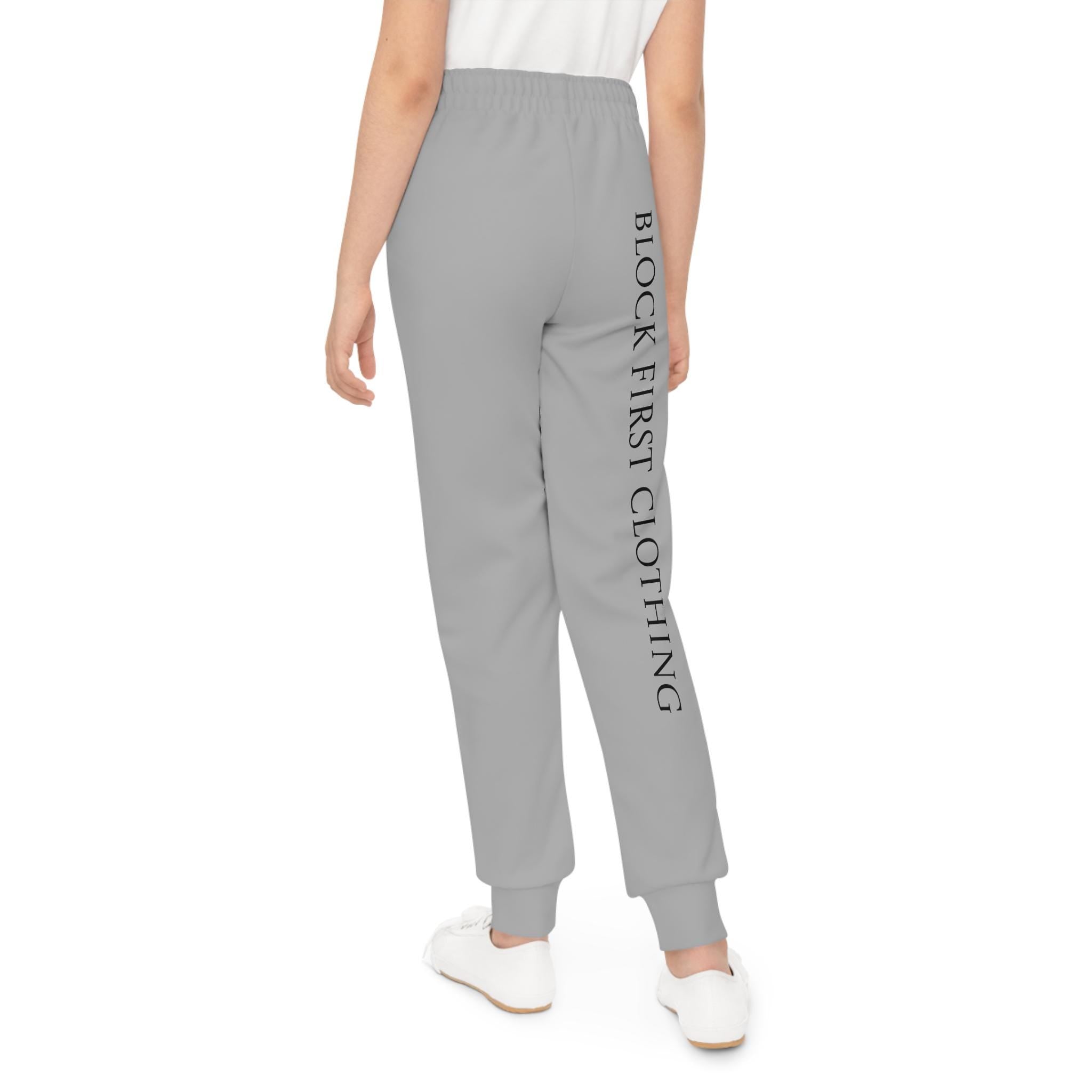 Block First Joggers | Youth Joggers, side text logo