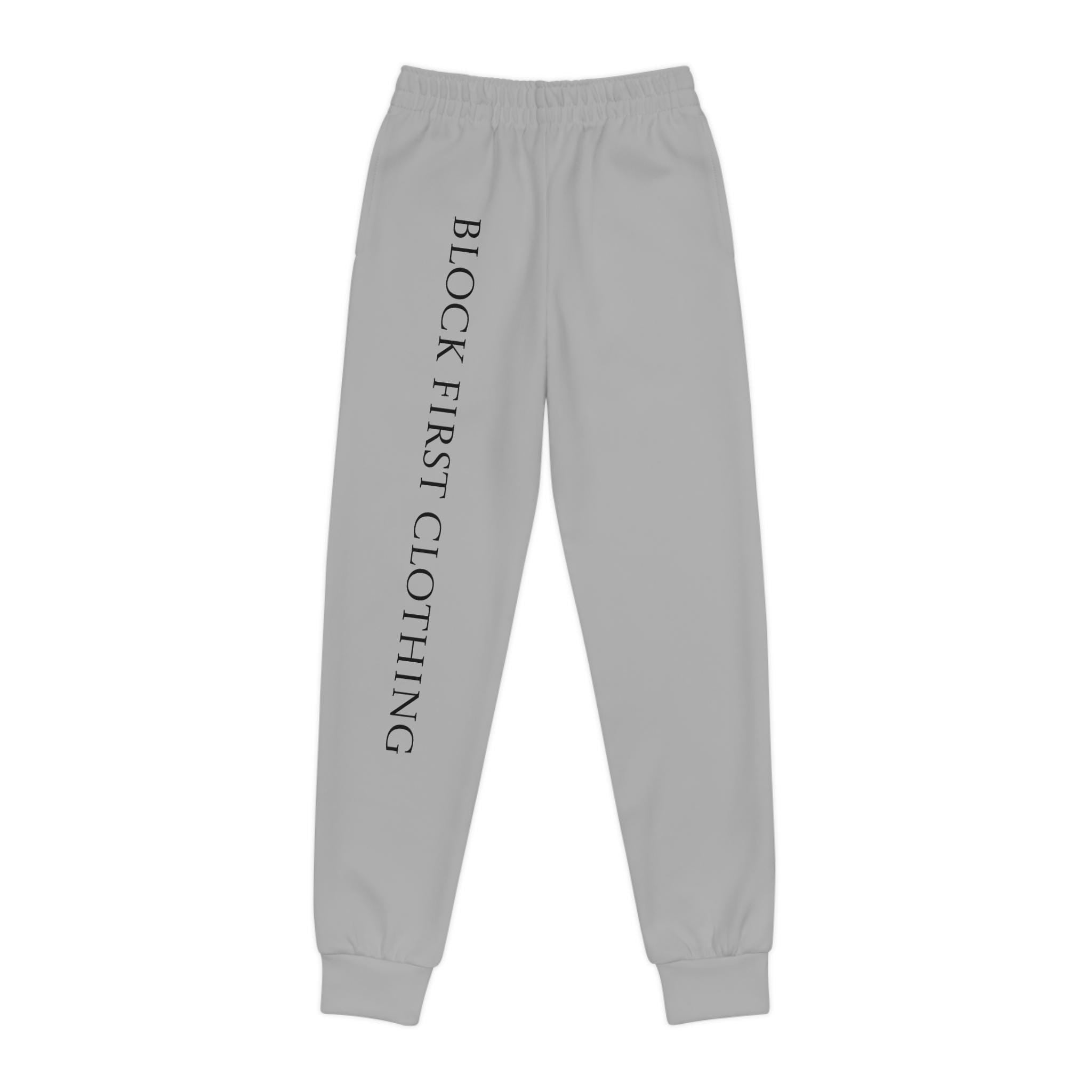 Block First Joggers | Youth Joggers, side text logo