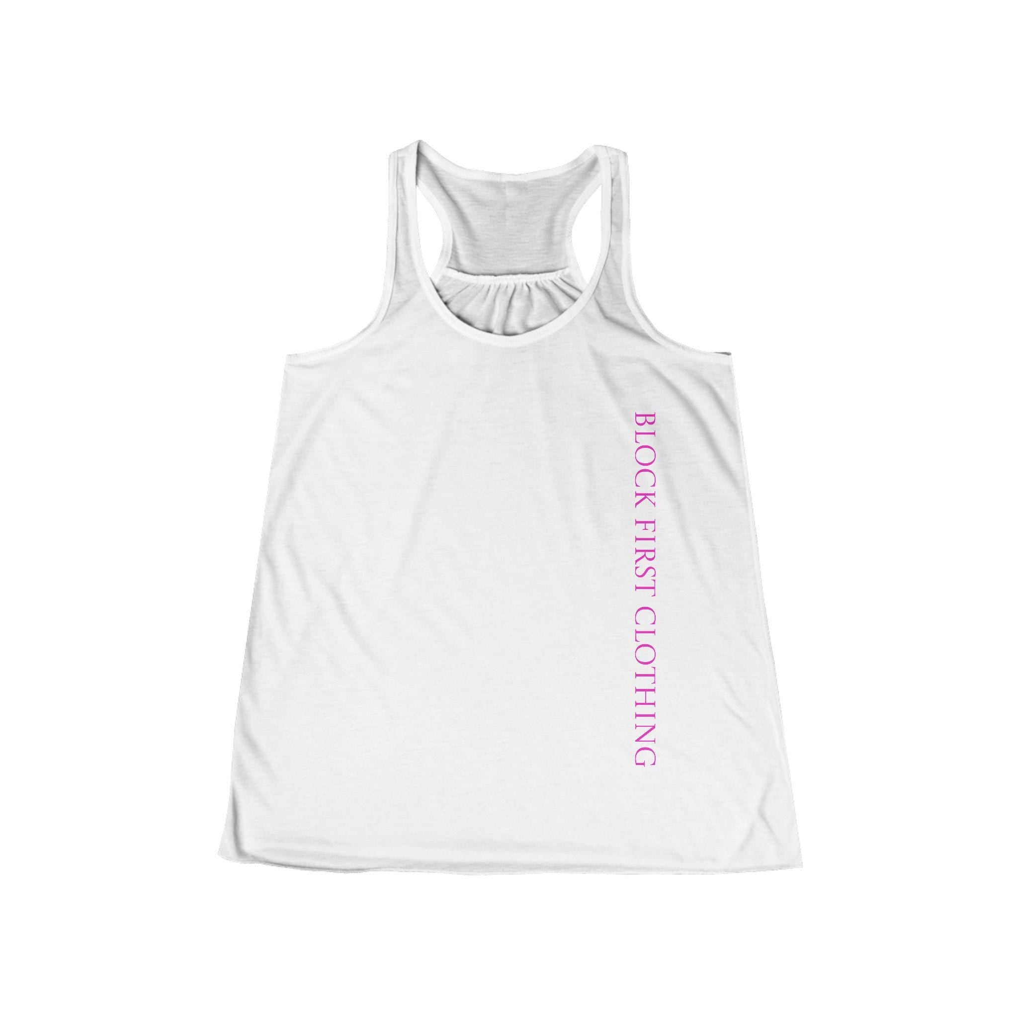 WOMENS tank top | Vertical pink text racerback tank