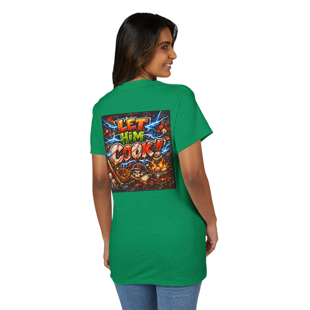 Let Him Cook graphic T-Shirt | Chef Cartoon Illustration, Bold Typography