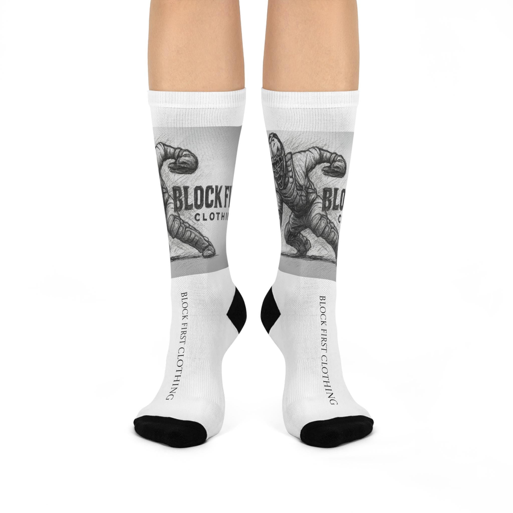 Block First Boxing Logo Crew Socks | Athletic Graphic Socks