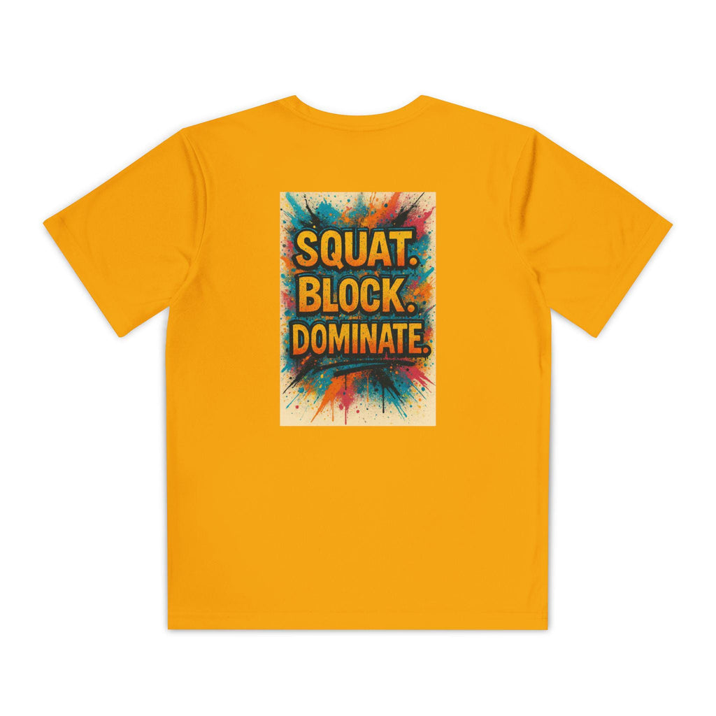 Squat Block Dominate graphic Youth Tee | Volleyball Strength Training Shirt